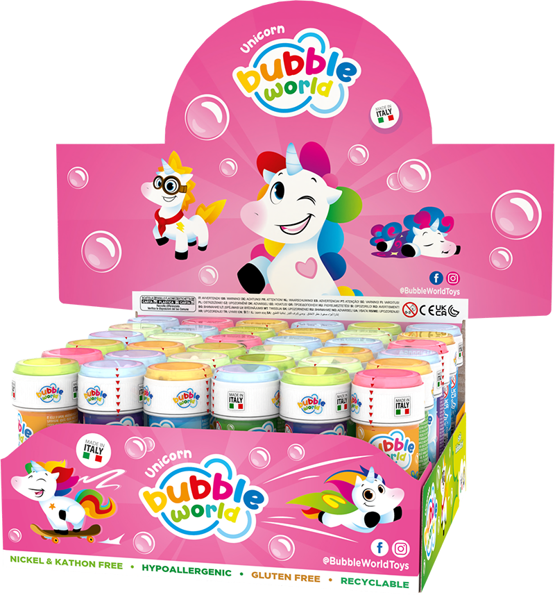 Unicorn - Bolle di sapone Bubble World - Confezione da 36 pz