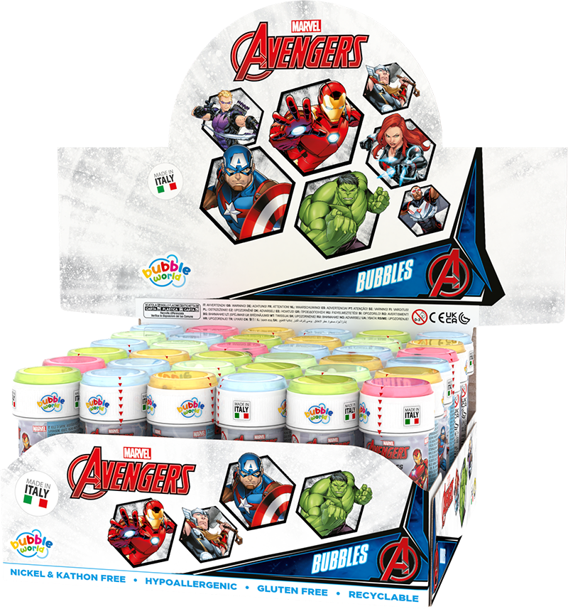 Avengers - Bolle di sapone Bubble World - Confezione da 36 pz