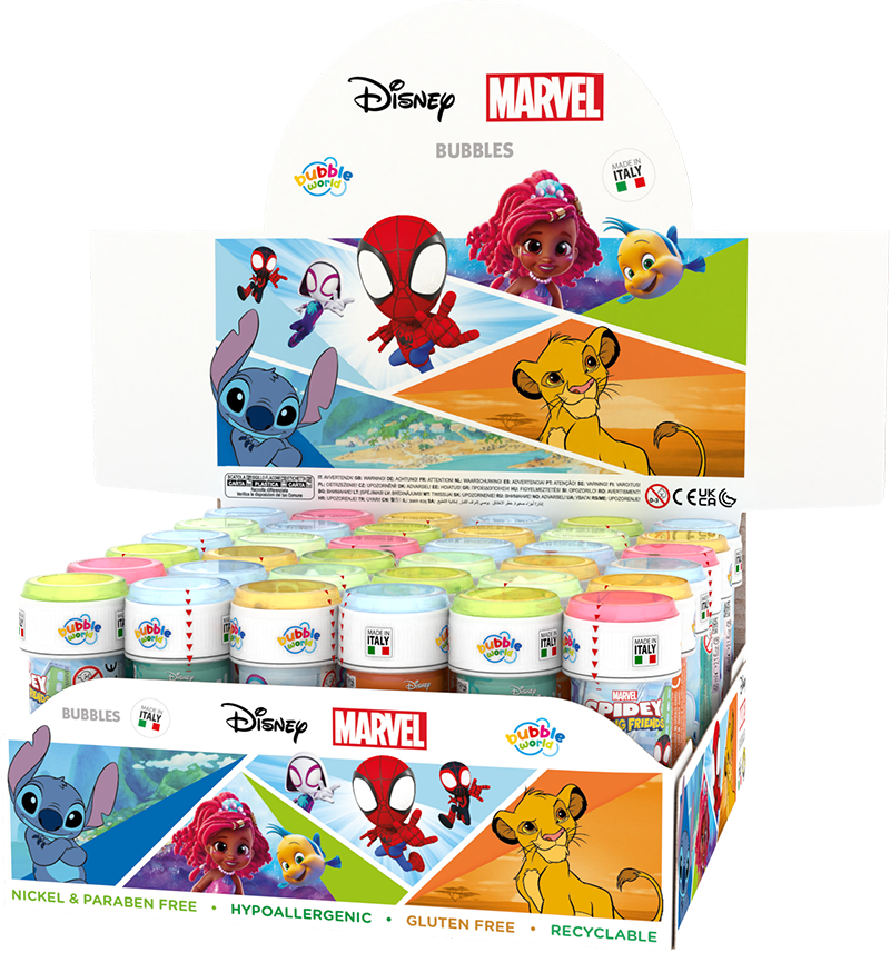 Disney/Marvel Mix - Bolle di sapone Bubble World - Confezione da 36 pz