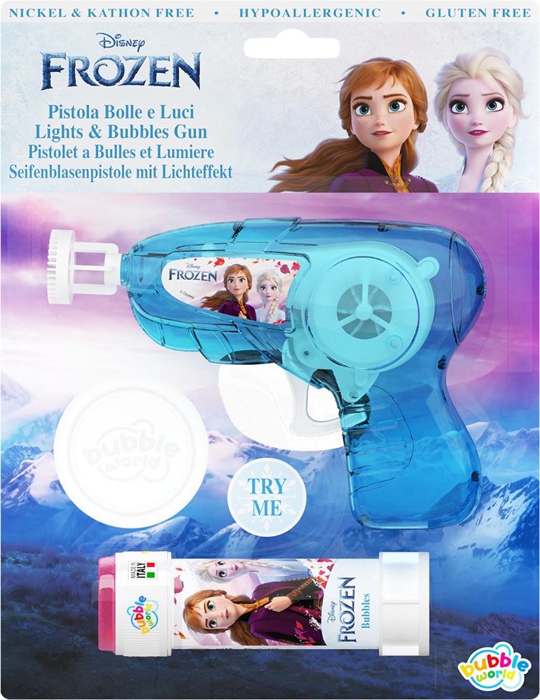 Frozen 2 - Pistola bolle media luci e suoni Bubble World in blister