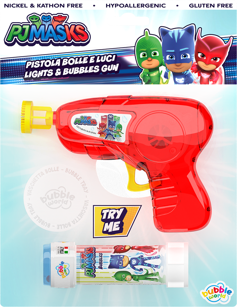 Pj Masks - Pistola bolle media luci e suoni Bubble World in blister