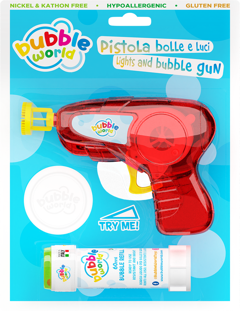 Classic - Pistola bolle media luci e suoni Bubble World in blister