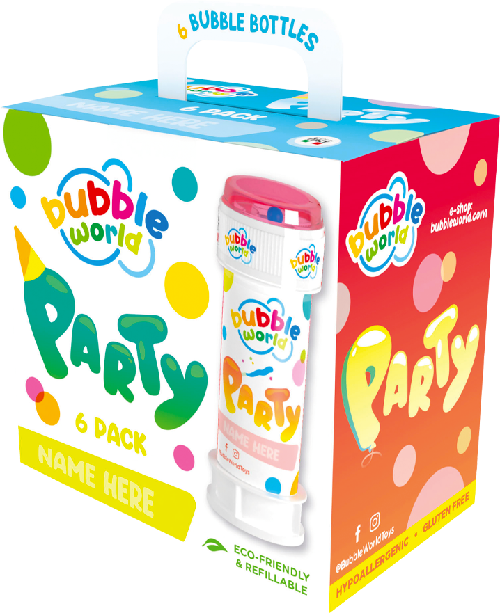 Party - Bolle di sapone in pack Bubble World - Confezione da 6 pz