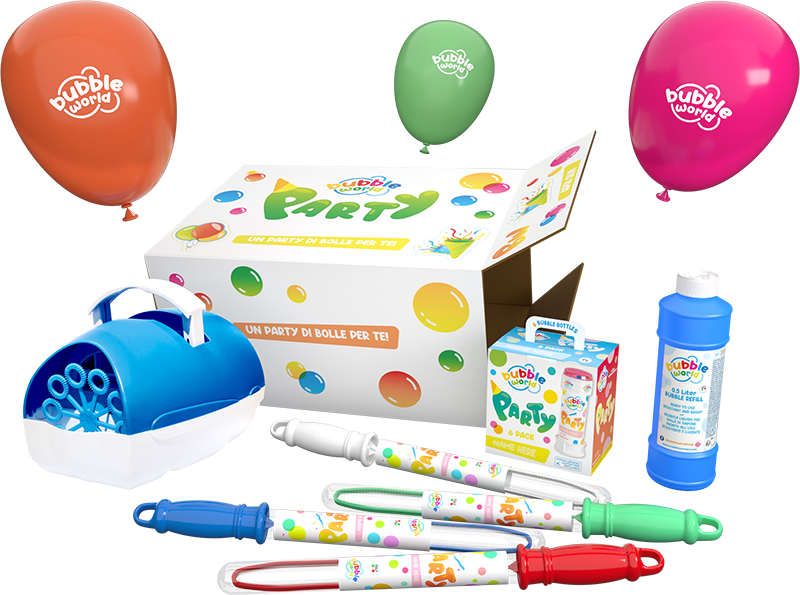 Party - Kit bolle di sapone e macchina sparabolle