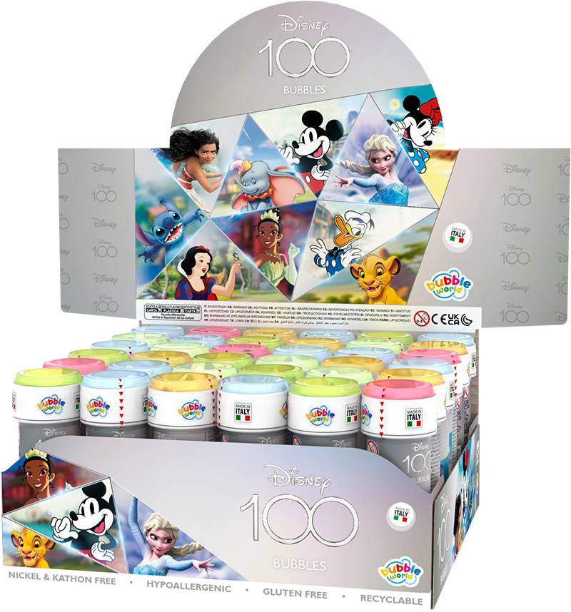 Disney 100 - Bolle di sapone Bubble World - Confezione da 36 pz