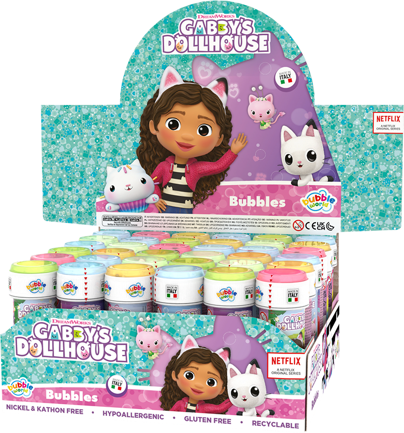 Gabbys Dollhouse - Bolle di sapone Bubble World - Confezione da 36 pz